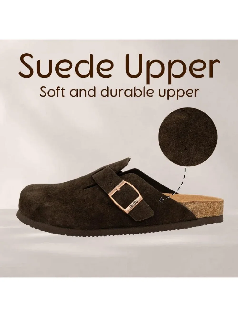 Comfortable Kids Suede Clogs with Cork Footbed, Arch Support, Slip-On Mules for